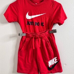 Nike Kids Red Tee and Shorts Set
